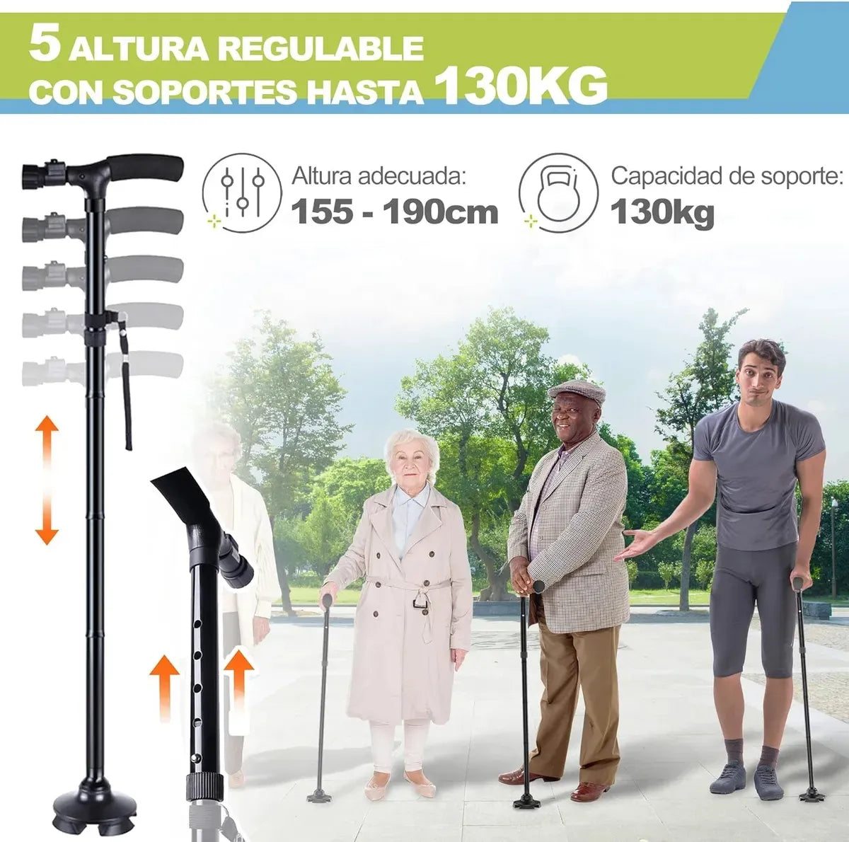 🦯 Bastón Ortopédico + Luz LED — Tu Mejor Apoyo para una Recuperación Más Segura