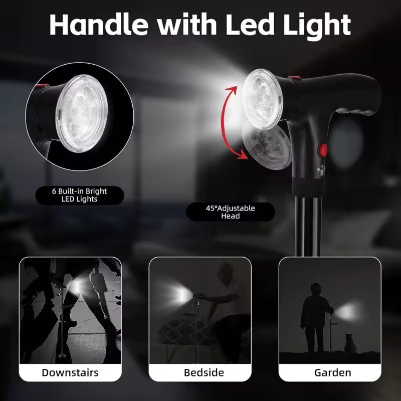 🦯 Bastón Ortopédico + Luz LED — Tu Mejor Apoyo para una Recuperación Más Segura